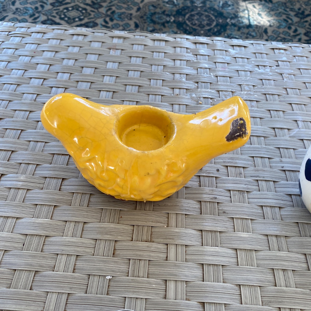 Yellow Ceramic Bird Oil Lamp